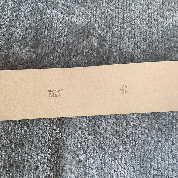Chanel calfskin belt black silver buckle